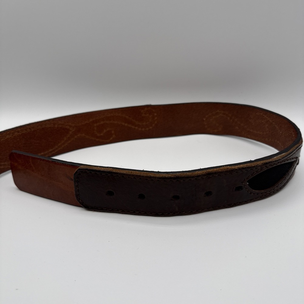 Vintage Trafalgar Leather Rawhite Horse Hair Western Style Men's Belt Sz 36 90 - Picture 9 of 10